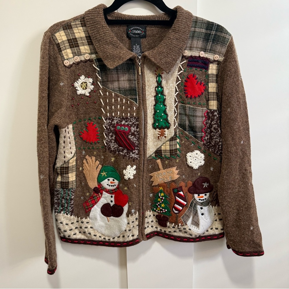 Holiday Patchwork Cardigan Sweater